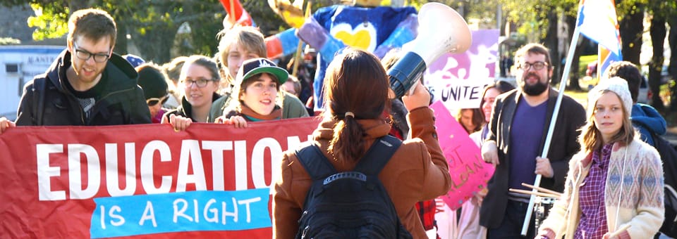 Last-minute student march draws small, but loud crowd